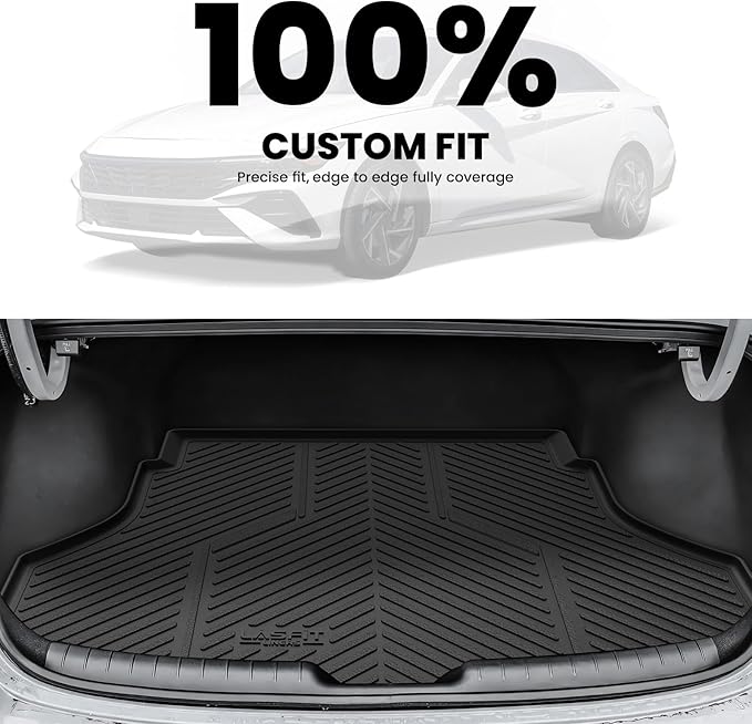 LASFIT Cargo Mat for Hyundai Elantra 2026 2025 2024 2023 2022 2021 & Elantra N 2022-2025, All Weather TPE Custom Fit Elantra & Elantra N Trunk Mat, Black