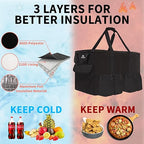 MATEIN Food Delivery Bag XXL - 23x14x15 inches, Water Resistant Large Insulated Hot & Cooler Catering Bags with Cup Holders for Food Deliveries, Pizza Warmer Carrying Case, Black
