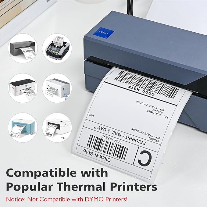 DGBDPACK 4"x6" Direct Thermal Shipping Labels 2400 Lables/8 Roll (300 Pcs per Roll) Compatible with Zebra Rollo Beeprt Printer Permanent Adhesive