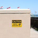 T&R Caution Watch Your Step Signs - 4 Pack - 10 x 7 Inches Rust Free .040 Aluminum -Reflective, UV Protected, Waterproof, Weatherproof and Fade Resistant - 4 Pre-drilled Holes