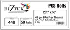Thermal Paper Receipt Rolls, 2-1/4" x 50', 48 Gram Weight, BPA Free, Grade A, Pure 85 White Paper, Unique Thermal Coating