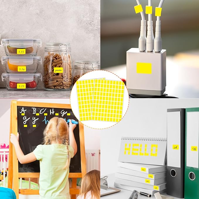 Starboling Color Coding Labels,3000 PCS 1/2" x 3/4" Yellow Rectangular Colored Labels Stickers,for Garage Sale,Price Tags,File Folder Tabs,and Classroom Organization