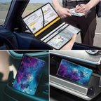 Car Registration and Insurance Holder, Leather Car Glove Box Organizer, Cool Car Accessories for ID, Driver's License Cards & Essential Document, business cards, Men&Women,Shining Starry Sky