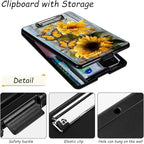 Clipboard with Storage, High Capacity Plastic Storage Clipboard with Low Profile Clip for Women Teachers Work, School & Office Supplies, Cute Pattern Decorative Clipboards, Sunflower Butterfly