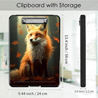Clipboard with Storage,Office Supplies Nursing Clipboards Folder with Pen Holder Plastic Foldable Clip Board with Storage for Nurse Teacher,Maple Leaf Fox