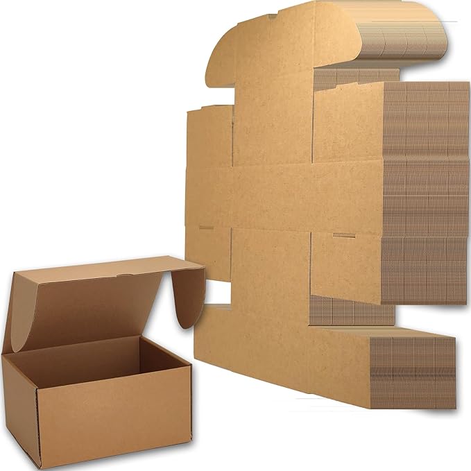 8x6x4 inches Small Shipping Boxes Set of 25 - Brown Mailer Corrugated Cardboard Boxes for Shipping Packaging Mailing Products
