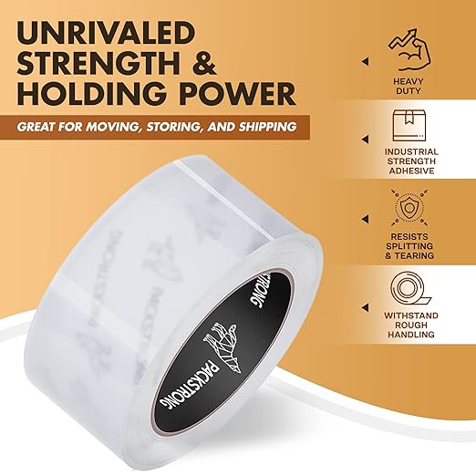 Packstrong Industrial Grade Clear Packing Tape 72 Rolls - 110 Yards per Roll - 2" Wide x 2.7 mil Thick, Acrylic Adhesive Heavy Duty Tape for Box Office Moving Packaging Shipping