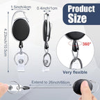 Laumoi Retractable ID Badge Holder Badge Reel with Belt Clip and Key Ring, Name ID Badge Clips Keychain for Office Worker Doctor Nurse Employee(Black,300)
