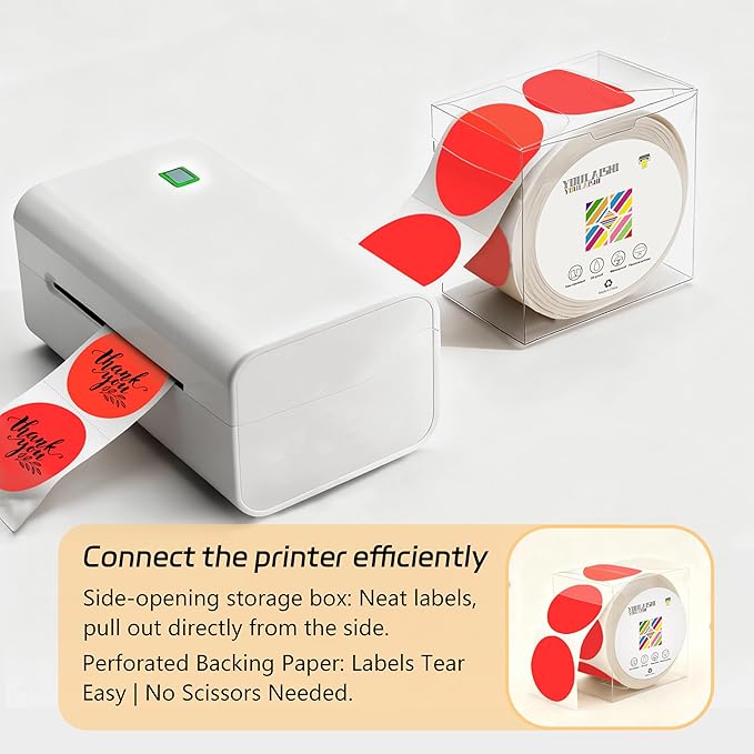 2 inch Dot Stickers Labels Circle Garage Sale Sticker 750Pcs Round Thermal Printer Stickers Printable Writable Price Labels for Yard Sale, Fluorescent Red