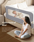 HOMEAL Bed Rail for Toddlers - 32"x24" Foldable Baby Bed Rail Guard - Breathable Bed Rail for Twin, Full, Queen, King Beds, Grey, 1 Pack