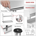 All-Stainless Steel Prep Table, 30 X 36 Inch, with Rounded-Corner Backsplash and Adjustable Undershelf, Heavy-Duty for Outdoor Use,Restaurants,Hotels,Workshops,Kitchens,Gardens, and Garages