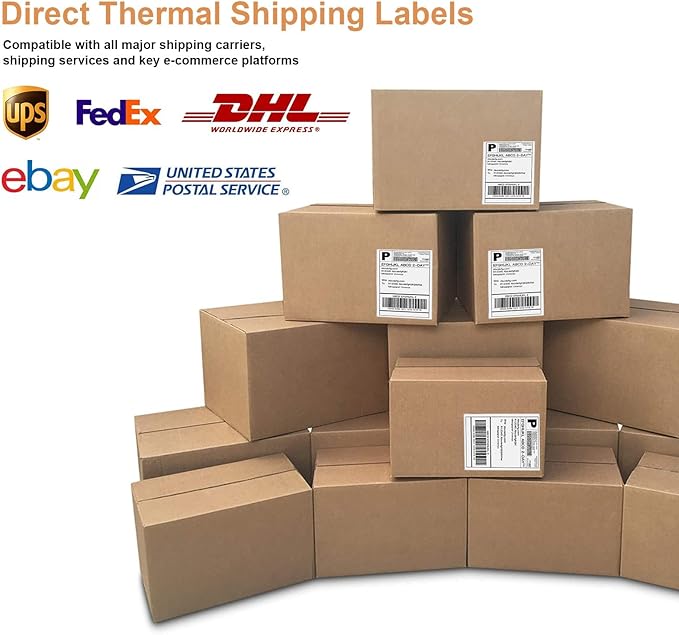 2 Stack Fanfold Direct Thermal Labels 4 x 6 Inches, Shipping Address Label with Perforations for Thermal Printer, Strong Adhesive & Smoothly Printing (2000 Sheets)