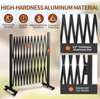 TECSPACE Aluminum Expandable Garden Fence, Portable Barricade Gate with Casters, Expansion Size 126×15.2×40.6 inches, Adjustable Retractable Fence Mobile Barricade Safety Barrier