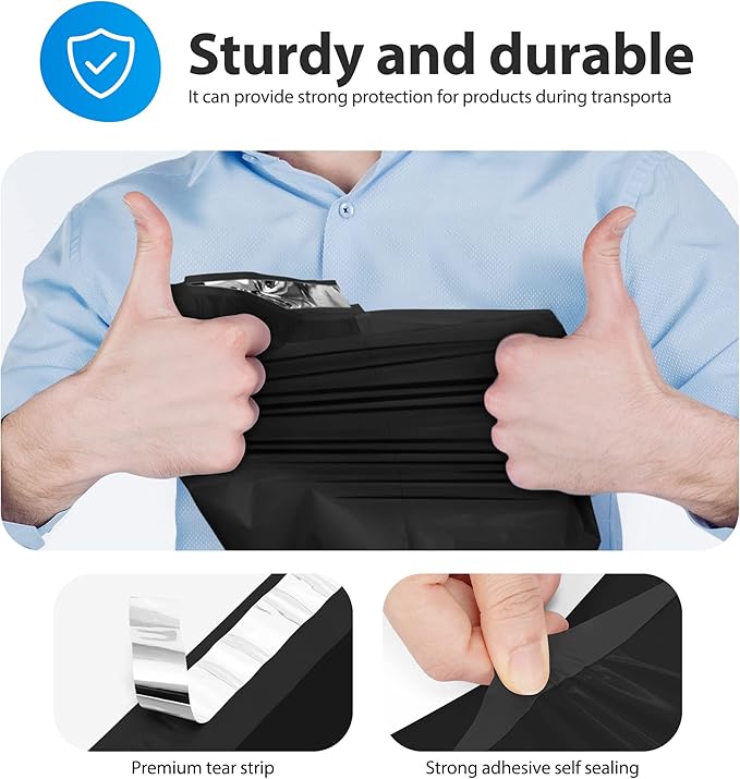 Fuxury 70000 Pcs 14.5X19" Poly Mailers Envelopes Shipping Bags for Clothing,Strong Adhesive Packaging Bag for Small Business Suppliers, Self Seal Mailing Poly Bags,Black