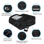 Pizza Bag Thermal Pizza Delivery Bags Insulated Food Delivery Bag Professional Pizza Warmer Carrier Bags Moisture Free Hold Up to 4-16" or 3-18" (Black 20"X20"X9")