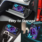 Car Registration and Insurance Holder, Leather Car Glove Box Organizer, Cool Car Accessories for ID, Driver's License Cards & Essential Document, business cards, Men&Women,Blue Pink Roses Butterfly