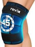 REVIX Knee Ice Pack Wrap, 45-Minute Long-Lasting Ice Pack for Knees with Ice Grid Gel Design, Reusable Gel Ice Wrap, Cold Therapy to Soothe Discomfort in the Thighs, Elbows, Calves & Legs (12" × 9.5")
