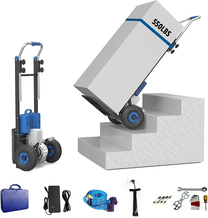 Electric Stair Climbing Hand Trucks Dolly Cart, 550lbs Heavy Duty Stair Climber for Moving, Powered Stair Climbing Hand Truck with Pneumatic Wheels and Telescoping Handle(ZW47250)
