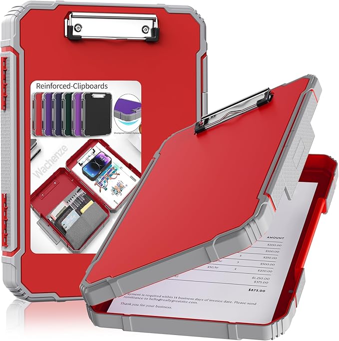 Thicker Clipboard with Storage, Internal Pen Pouch Included, A4 / Letter Size, Reinforced Contractor Clipboard Attached Capacity, Durable Sturdy Clip Boards 8.5x11 with Dual Clip for Outdoor