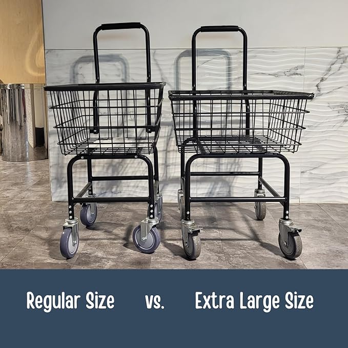 LVP Work Horse Commercial Laundry Cart with Removable Handle (Black, Regular)