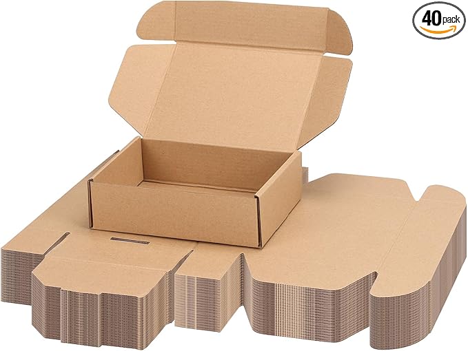 PHAREGE 7x5x2 inch Shipping Boxes Bulk 40 Pack Brown, Tab Lock Tuck Top Mailer Boxes for Packaging Small Business, Small Cardboard Gift Boxes for Wrapping Mailing Present
