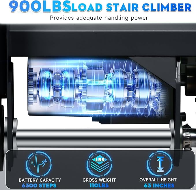 Electric Stair Climbing Dolly, 1250W Electric Stair Climbing Hand Truck, 900lbs Max Load Capacity, 3 Mode Folding Stair Climber Hand Trucks with Telescopic Handle for Moving Furniture (Black)
