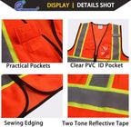 Safety Vest for Men Women Reflective with 5 Pockets and Zipper Front Mesh High Visibility Vest Hi Vis Construction Work Vest,Meets ANSI/ISEA Standards(EK175-Orange-L)