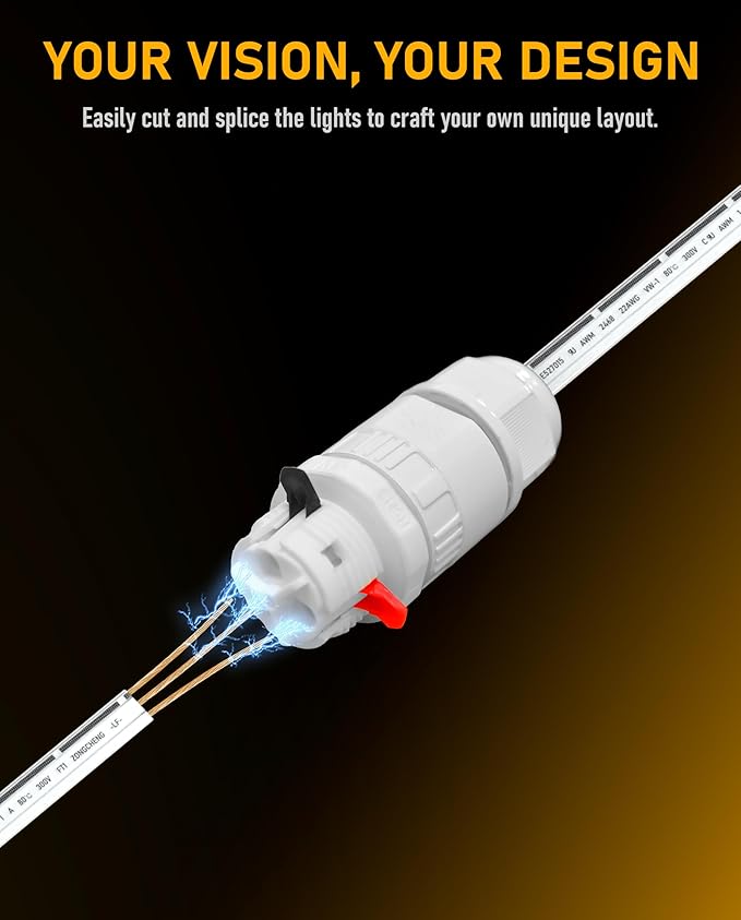 3-Pin Wire Connector Pair (2-Pack) for Govee Permanent Outdoor Lights Pro H706A H706B H706C & Dots String Lights H703A H703B, IP68 Waterproof Splice Kit for Govee Cuttable Lights, Male & Female Set