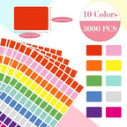 Starboling Color Coding Labels,3000 PCS 1/2" x 3/4" 10 Colors Rectangular Colored Labels Stickers,for Garage Sale,Price Tags,File Folder Tabs,and Classroom Organization
