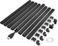 Small Cable Concealer - One-Cord Channel Cable Management System - Compact Cord Cover for Home and Office, 8-Pack 125 inch, Black