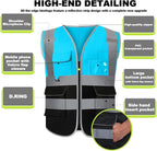 BeautyWill 10/20 Pack Custom Logo Safety Vest,Bulk High Visibility Class 2 Reflective Work Vests