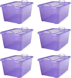 Life Story 6 Pack Light Duty Stackable Storage Bin, 55 Quart Home Organizer, Versatile Lightweight Locking Bins with Carrying Handles, Purple