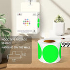 PARLAIM 3" Diameter Round Fluorescent Green Color Coding Sticker, 4 Rolls 2000PCS Circle Dot Label,Permanent for Inventory Box Labeling