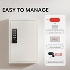 Grimtron 40 Keys Electronic Key Lock Box for Keys with Code, Private/Public/Password Hiding Mode Beige Key Cabinet Wall Mount for Garage/Property Management Key Storage