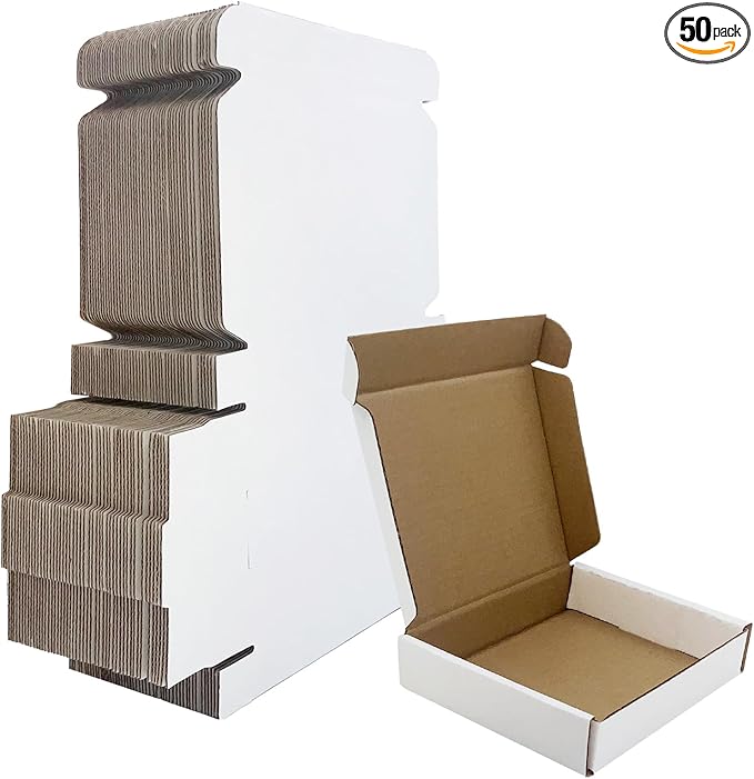 5x4x1 inch Small White Shipping Boxes 50 Pack, Corrugated Cardboard Mailer Boxes Bulk for Packaging Business Mailing Gift，Mini Mailer Boxes for Packaging Supplies Business Present
