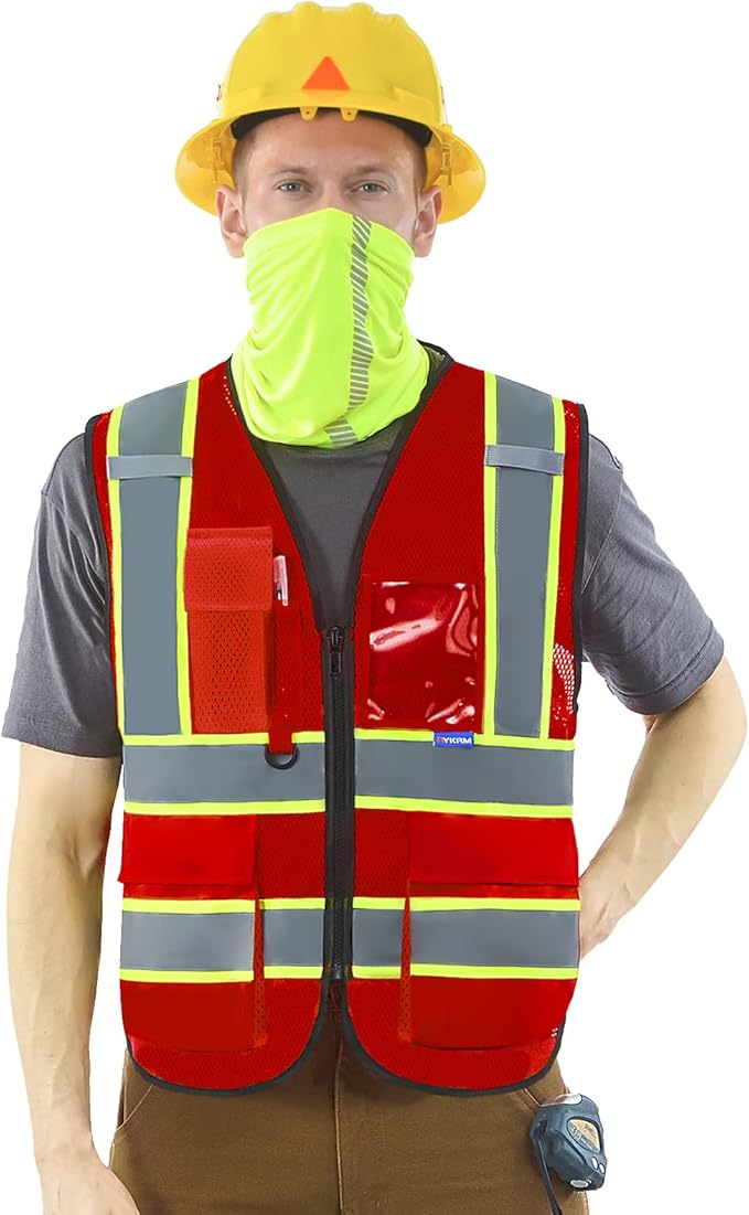 AYKRM 11 color High Vis Reflective Safety Vest for Women Men Security Pocket Zipper