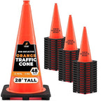 Xpose Safety 28 Inch Orange Traffic Cones, 48-Pack - Multipurpose PVC Plastic Safety Cone for Parking, Soccer, Caution, Kids and Construction - DOT Approved