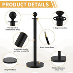 8Pcs Stainless Steel Stanchion Posts with 5ft Red Velvet Ropes - Crowd Control Barriers & Queue Line Kit with 26ft Red Carpet for Wedding, Party, Theater Supplies