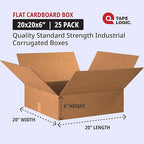 TAPE LOGIC 20x20x6 Flat Corrugated Boxes, Flat, 20L x 20W x 6H, Pack of 15 | Shipping, Packaging, Moving, Storage Box for Home or Business, Strong Wholesale Bulk Boxes