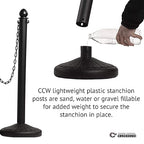 Montour Line Plastic Stanchion Red 2.5 Inch Diameter with 50 Foot Chain, 6-Pack, Crowd Control Barriers