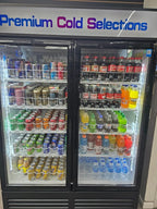 Commercial Beverage Refrigerator Display Fridge,Two Glass Door Upright Merchandiser Drink Cooler with LED Light Adjustable Shelves,46 Cu Ft,ETL Sanitation,(Wheels Not Included)