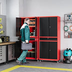 Letaya Metal Garage Storage Cabinet with Wheels,Rolling Tool Cabinet with Adjustable Shelves and Drawer for Garage Home Utility Room (Red)