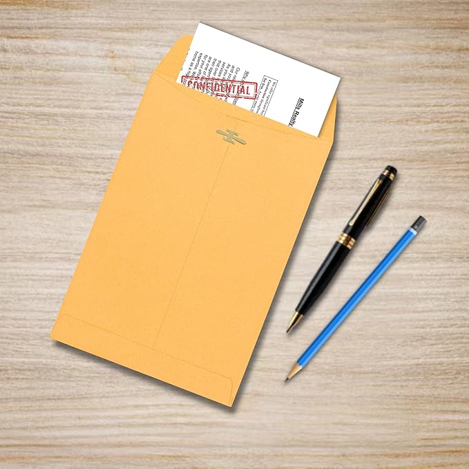 EnDoc Clasp Envelopes - 15 Pack Brown Kraft Catalog Envelopes 6x9 Inch with Clasp Closure & Gummed Seal - 28lb Heavyweight Paper Letter Envelopes for Home, Office, Mailing, Business, Legal or School