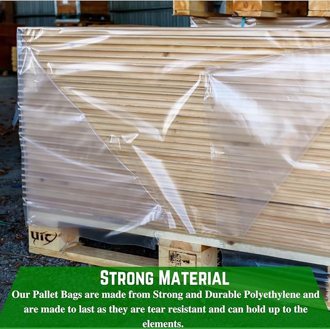 Farm Plastic Supply - Pallet Cover Bags 50 Pack - 3 Mil Clear (55" x 53" x 75") - Heavy Duty Construction Grade Strength Pallet Bags, Polyethylene Pallet Bags, Outdoor Protection, and Pallet Storage