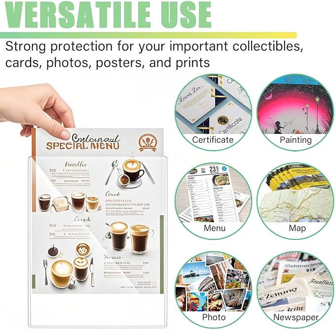 12PCS 6" x 9" Clear Rigid Card Sleeves – Waterproof Hard Plastic Protectors for Postcards, Prints, Photos, Trading & Sports Cards – Top Load Jumbo Sheet Holders