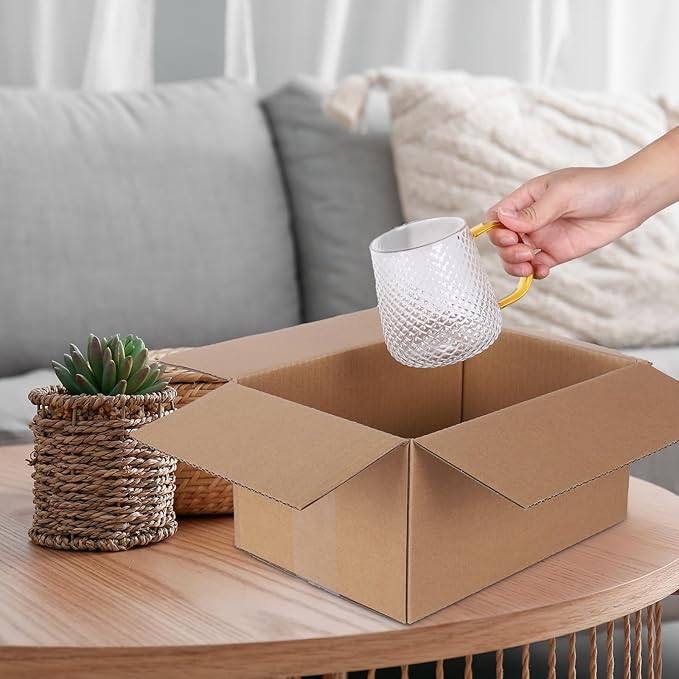 25 pack Shipping Boxes 10x7x5 inch Cardboard Box Mailers, Kraft Corrugated Mailer Cardboard Shipping Mailers For Small Business, Mailing, Packing and Storage