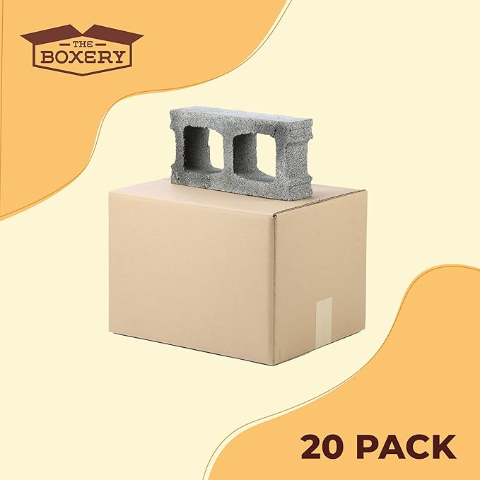The Boxery Heavy-Duty Double Wall (ECT48) - 12"x12"x8" (20-Pack) | Corrugated Boxes for Shipping, Packaging, Moving, Storage Box for Home or Business, Strong Wholesale Bulk Boxes