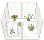 FXW Garden Fence Outdoor for The Yard – 40in(H) x 18.2ft(L) Heavy Duty Metal Animal Barrier for Dog and Rabbit, Decorative Dog Fence, 8 Panels, White