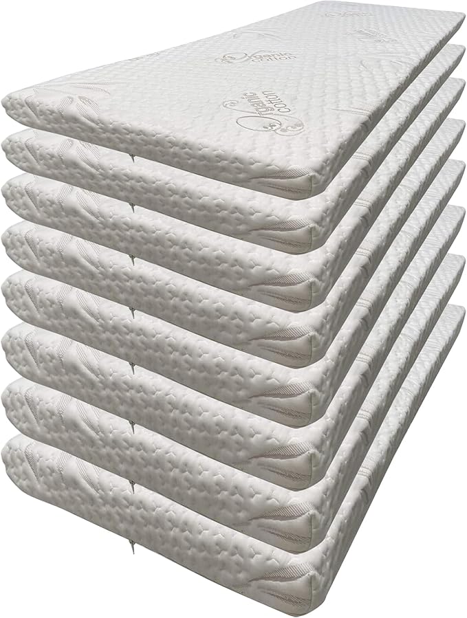 Foamma 9” x 30” x 72” High Density Foam Bunk Mattress, Organic Cotton Cover, Made in USA, Comfortable, CertiPUR-US Certified, 8 Pack