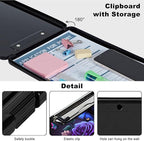 Plastic Storage Clipboard with Low Profile Clip, Heavy Duty Foldable, Coaches Clipboard Case for Work, Teacher, Office, School Supplies, Blue Pink Roses Butterfly